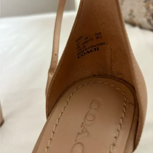 Coach Tan Heels with Gold Accents, never worn - Picture 3 of 4